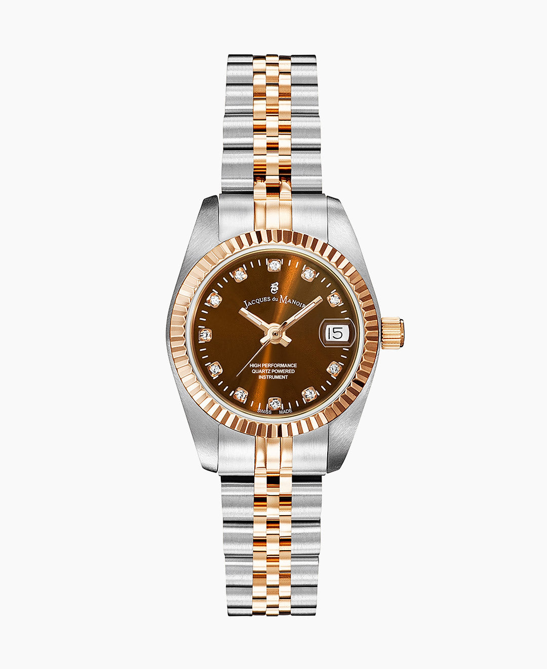 Inspiration Elegance 26MM Three-hands Date Two-tone Brown dial Stainless steel swiss watch