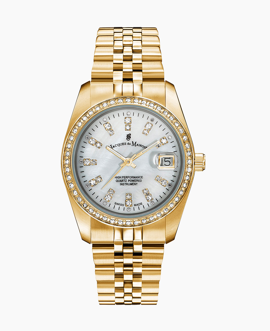 Inspiration Elegance 36MM Three-hands Date Gold-tone White dial Stainless steel swiss watch