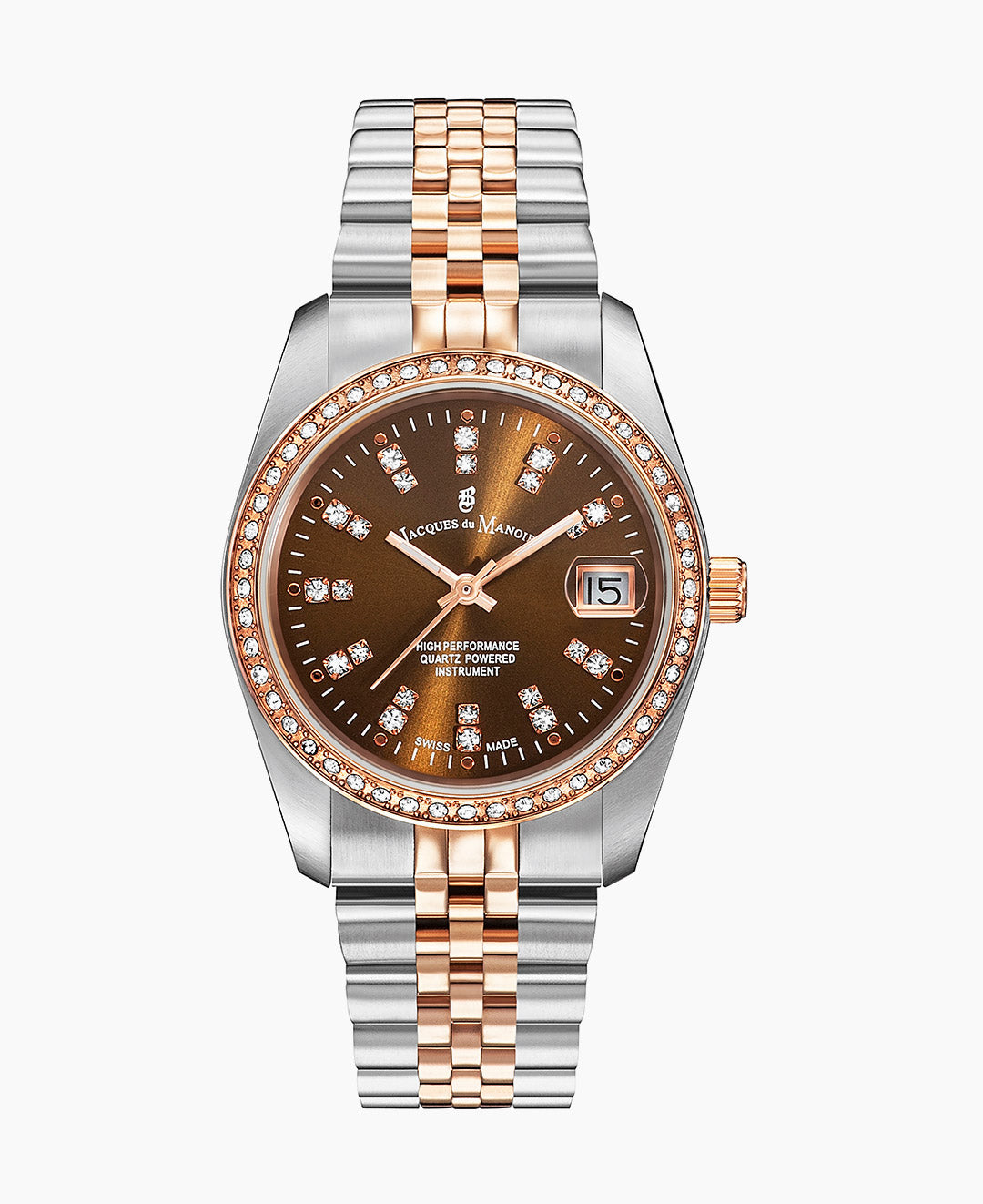 Inspiration Elegance 36MM Three-hands Date Two-tone Brown dial Stainless steel swiss watch