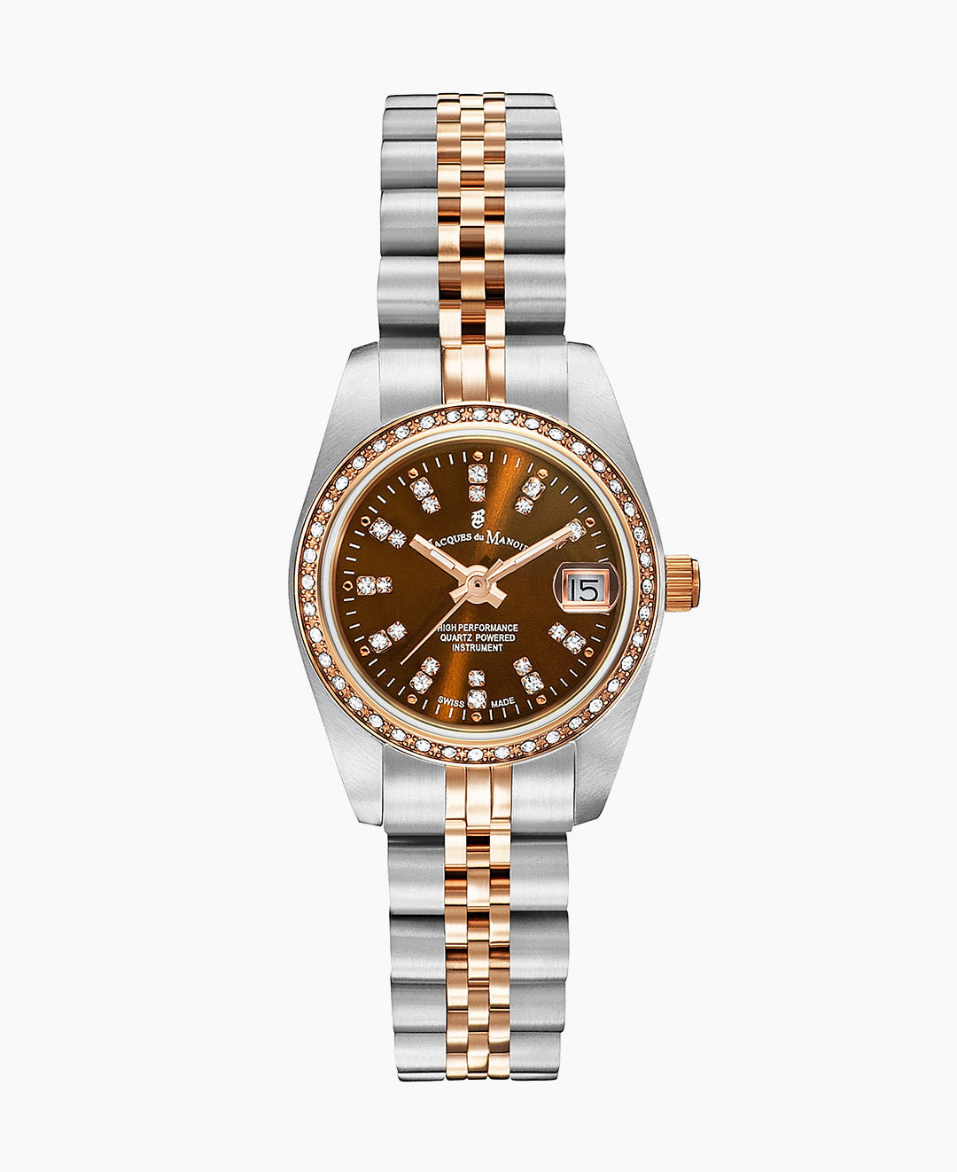 Inspiration Elegance 26MM Three-hands Date Two-tone Brown dial Stainless steel swiss watch