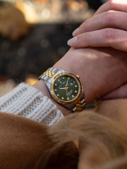 Inspiration Elegance 31mm Three-hands Two-tone Green Sunray dial Stainless steel swiss watch