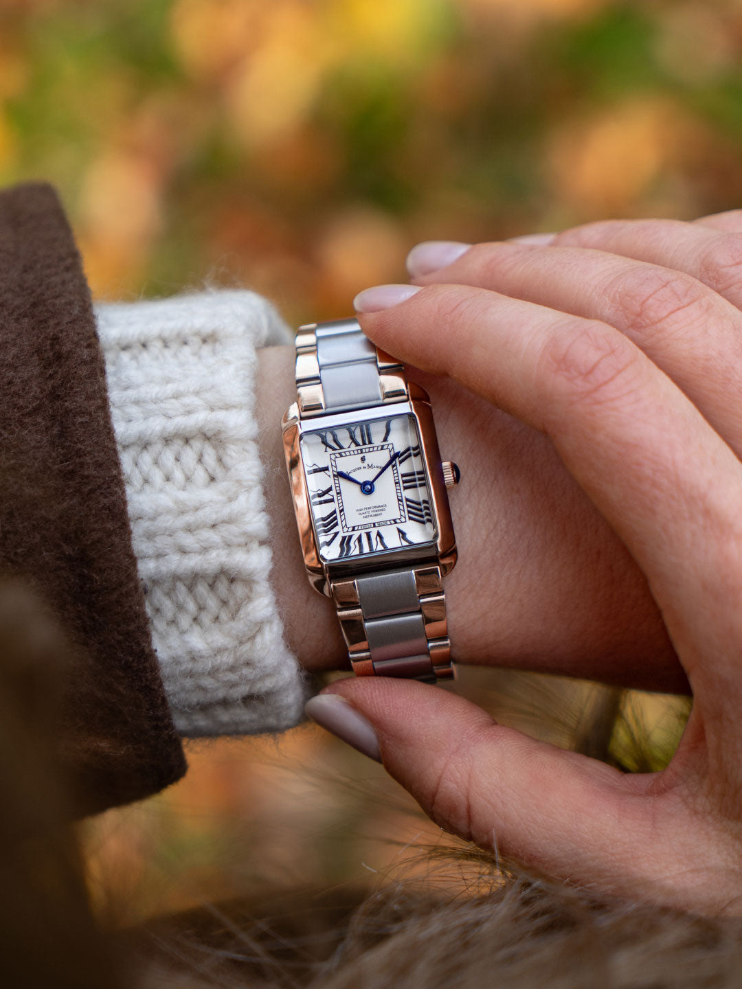 Emily 22x19mm Two-Hand Silver-Rosegold White dial Stainless steel