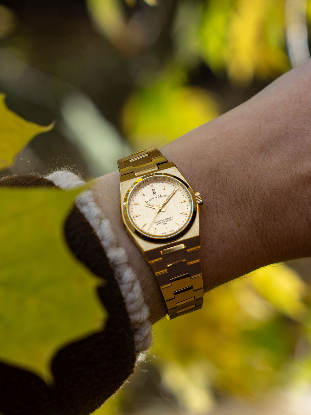 Horizon Ladies 25mm Three-hands Gold-tone Champagne dial Stainless steel swiss watch