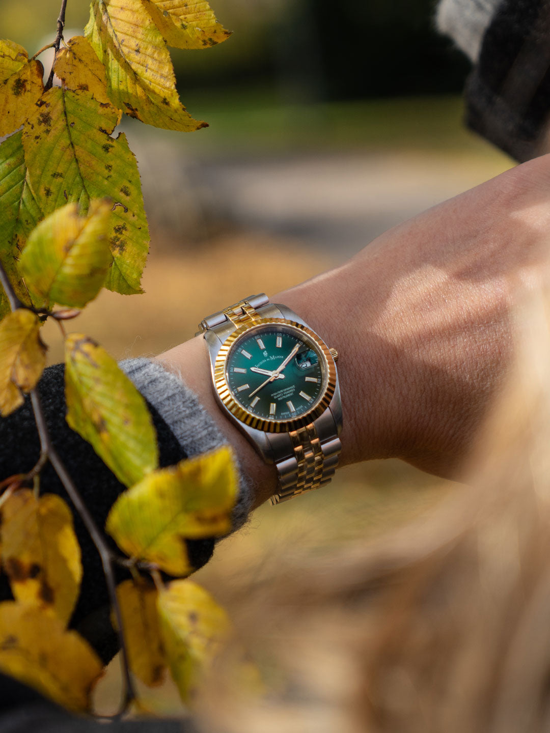 Inspiration Classic 34mm Three-hands Date Two-tone Green dial Stainless steel swiss watch