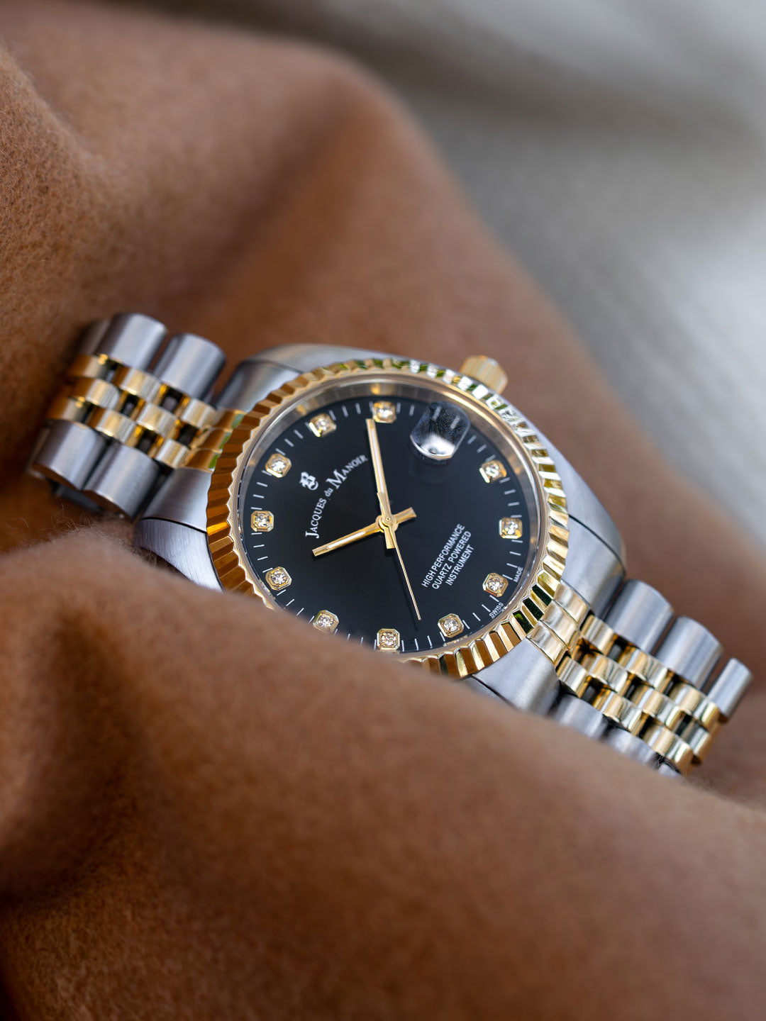 Inspiration Elegance 36MM Three-hands Date Two-tone Black dial Stainless steel swiss watch