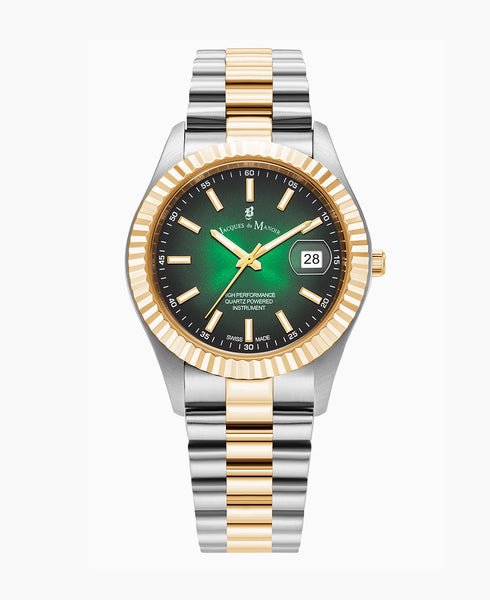 Jacques de Manoir 腕時計 SWISS MADE Inspiration Elegance 26mm Three-Hand Date Silver-tone Black