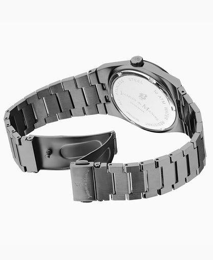 Horizon Gents 41mm Three-hands Date Black-tone Silver dial Stainless steel swiss watch