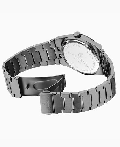 Horizon Gents 41mm Three-hands Date Black-tone Silver dial Stainless steel swiss watch