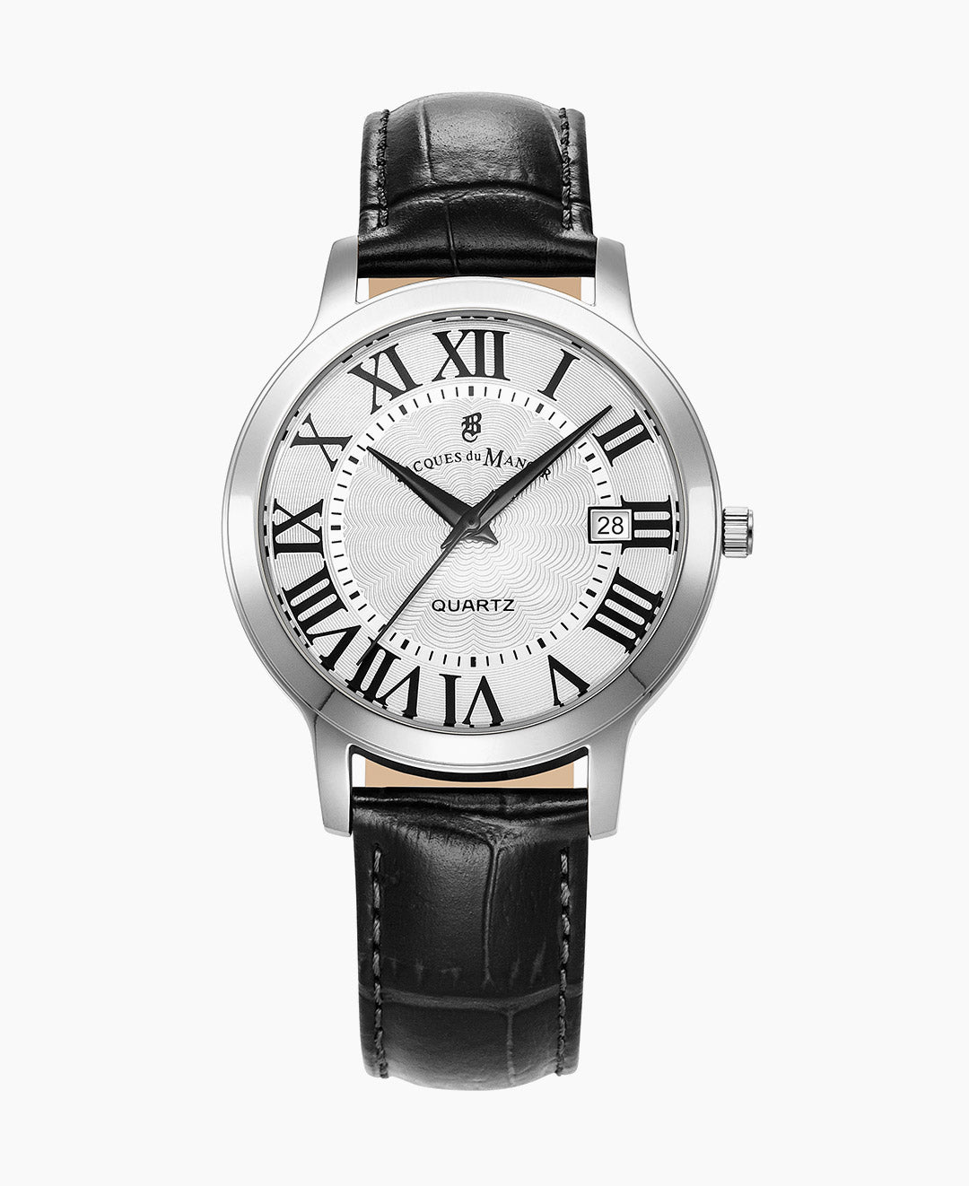 Genesis Gents 38mm Three-hands Date Black-tone White dial Leather strap swiss watch