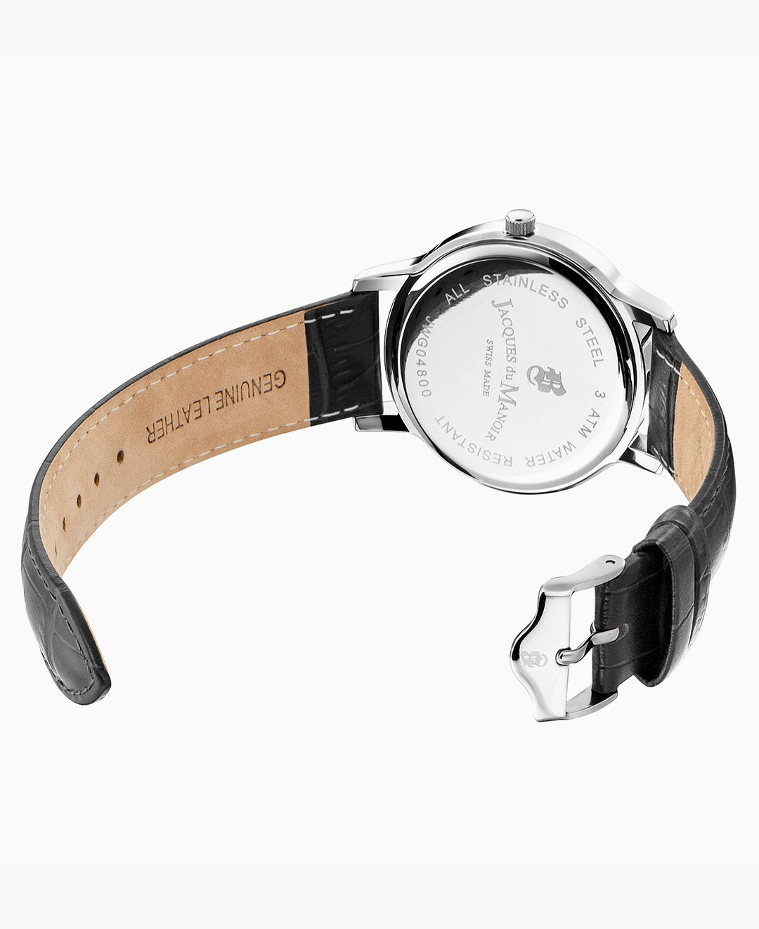 Genesis Gents 38mm Three-hands Date Black-tone White dial Leather strap swiss watch