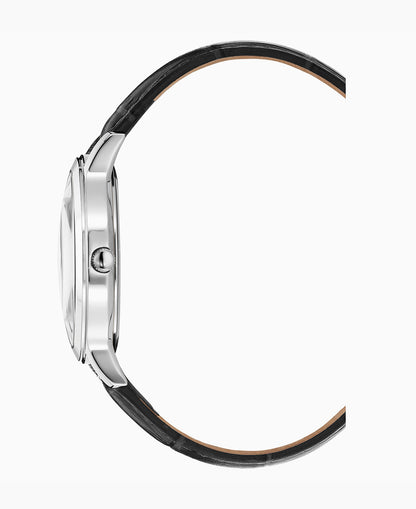 Genesis Gents 38mm Three-hands Date Black-tone White dial Leather strap swiss watch
