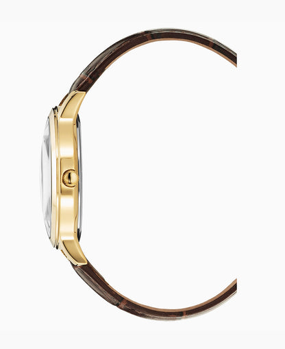 Genesis Gents 38mm Three-hands Date Brown-tone Gold dial Leather strap swiss watch