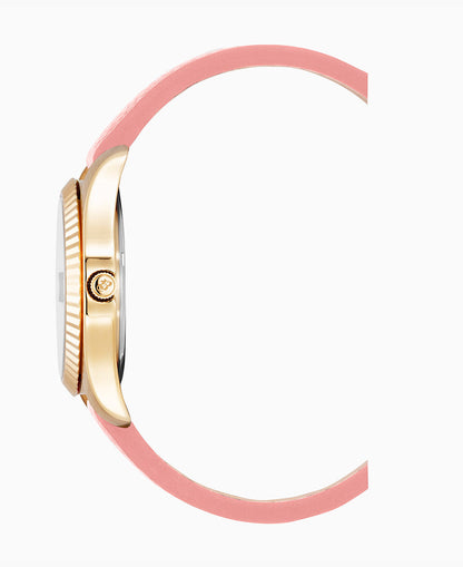 Inspiration Rainbow 36mm Three-hands Date Pink-tone Pink dial Leather strap swiss watch