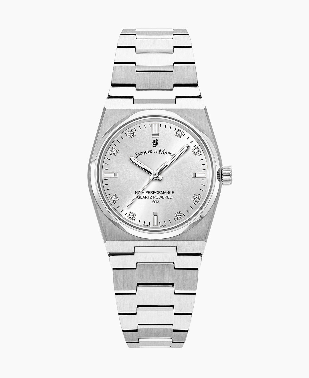 Horizon Ladies 31mm Three-hands Date Silver-tone White dial Stainless steel swiss watch