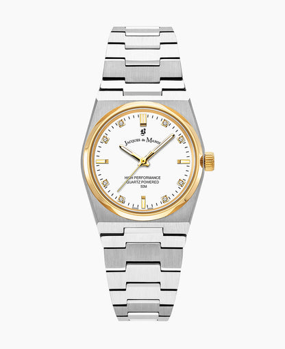 Horizon Ladies 31mm Three-hands Date Silver-tone White dial Stainless steel swiss watch