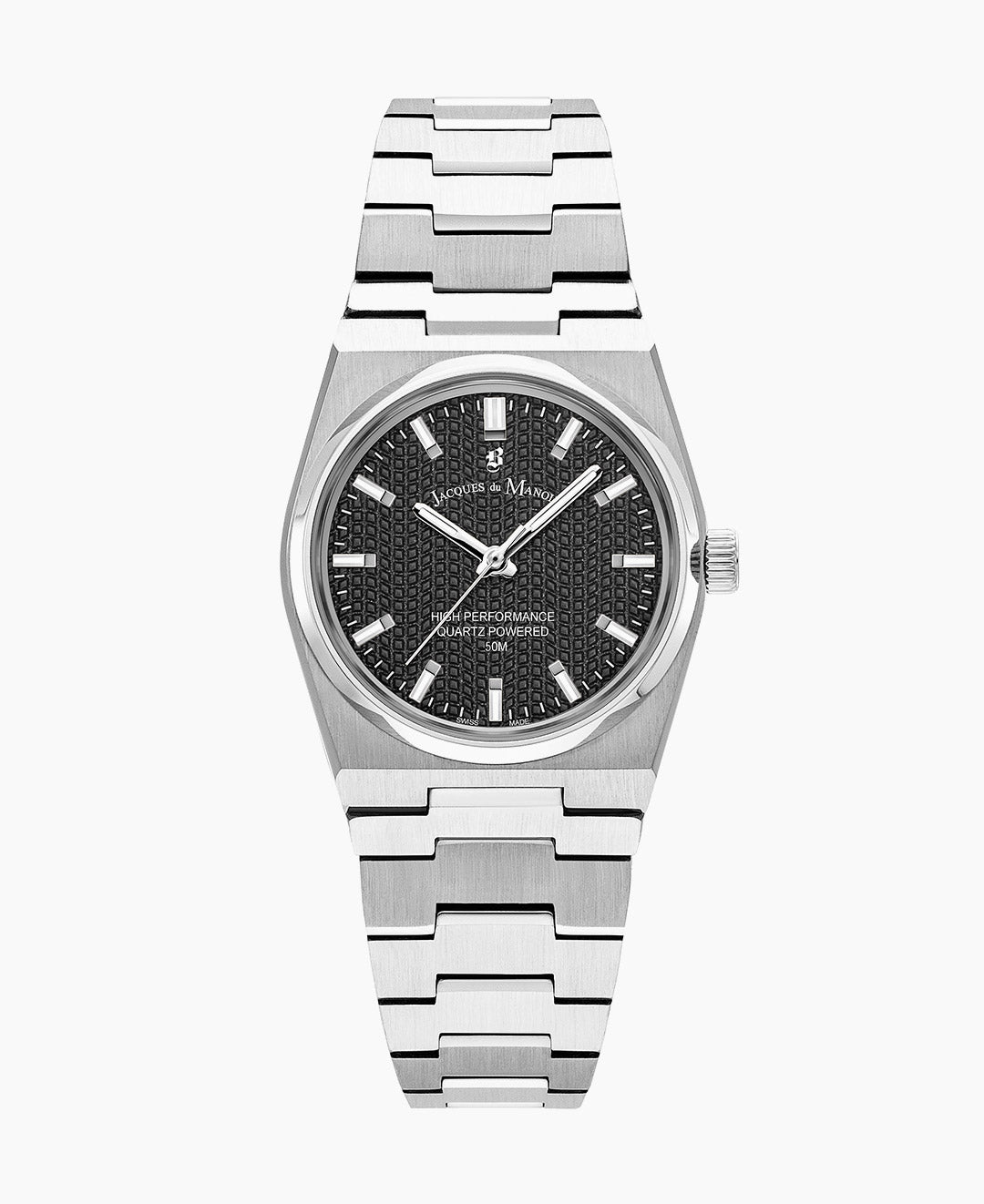 Horizon Ladies 31mm Three-hands Date Silver-tone Black dial Stainless steel swiss watch