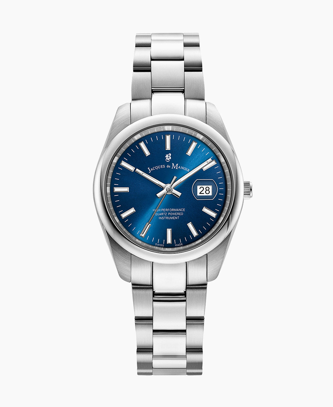 Allure 32mm Three-hands Date Silver-tone Blue dial Stainless steel swiss watch