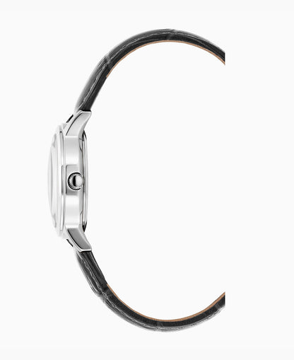 Genesis Ladies 28mm Three-hands Black-tone White dial Leather strap swiss watch