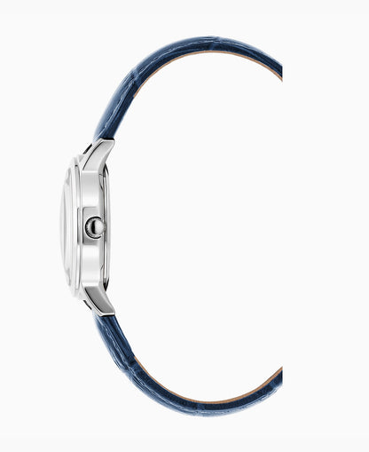 Genesis Ladies 28mm Three-hands Blue-tone White dial Leather strap swiss watch