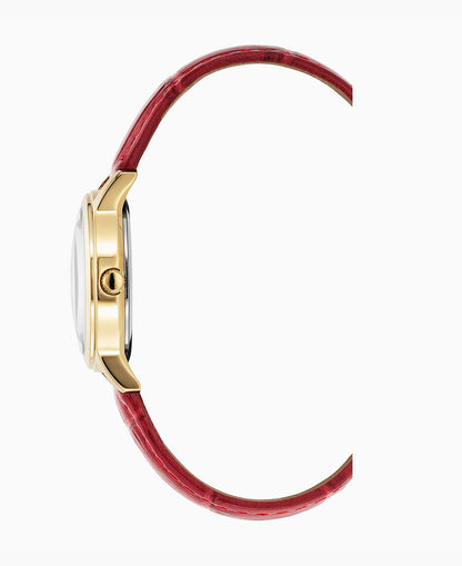 Genesis Ladies 28mm Three-hands Red-tone White dial Leather strap swiss watch