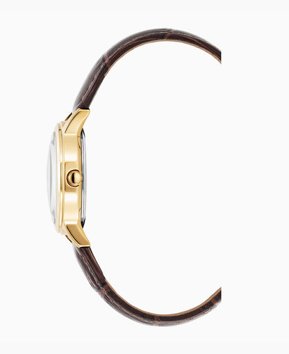 Genesis Ladies 28mm Three-hands Brown-tone Gold dial Leather strap swiss watch