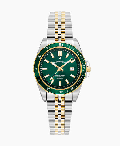 Inspiration Active 33mm Three-hands Date Two-tone Green dial Stainless steel swiss watch
