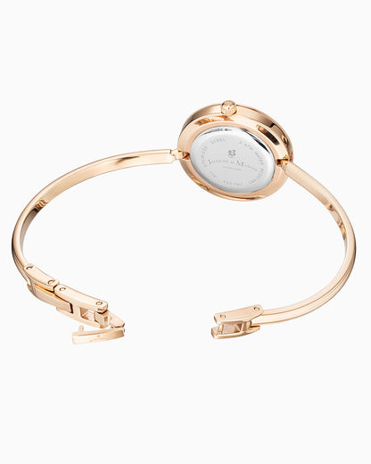 Aurora Ladies 26MM Two-Hands Rosegold-Tone White Dial Stainless Steel Swiss Watch and Topring Boxset
