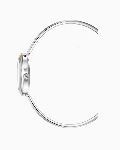 Aurora Ladies 26MM Two-Hands Silver-Tone White Dial Stainless Steel Swiss Watch and Topring Boxset