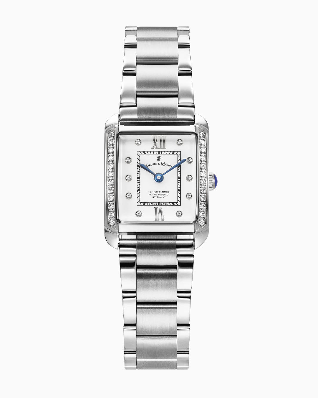 Emily 22x19mm Two-hands Silver-tone White dial with Stones Stainless steel swiss watch