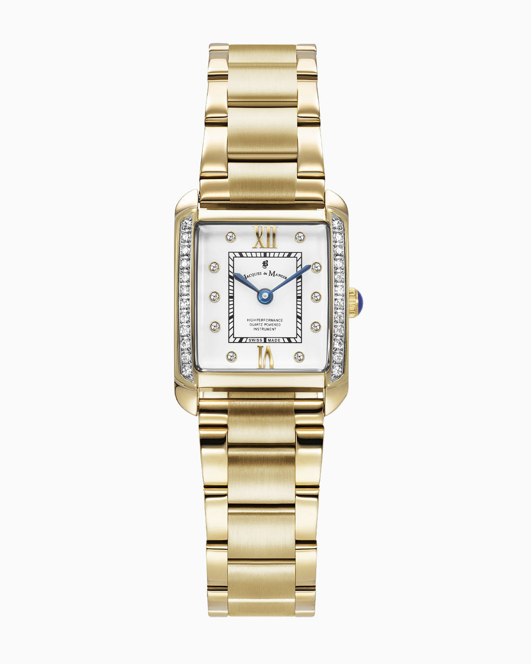 Emily 22x19mm Two-hands Gold-tone White dial with Stones Stainless steel swiss watch
