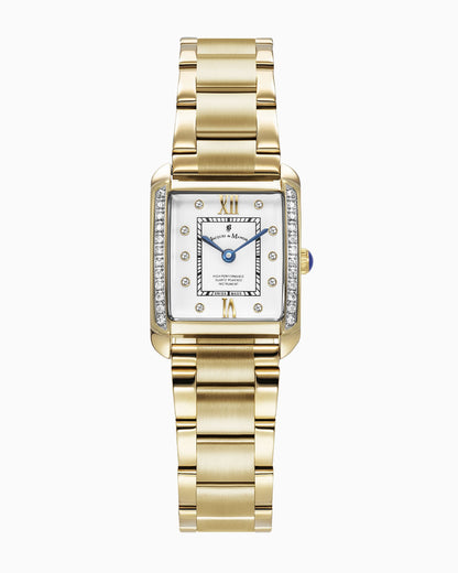 Emily 22x19mm Two-hands Gold-tone White dial with Stones Stainless steel swiss watch