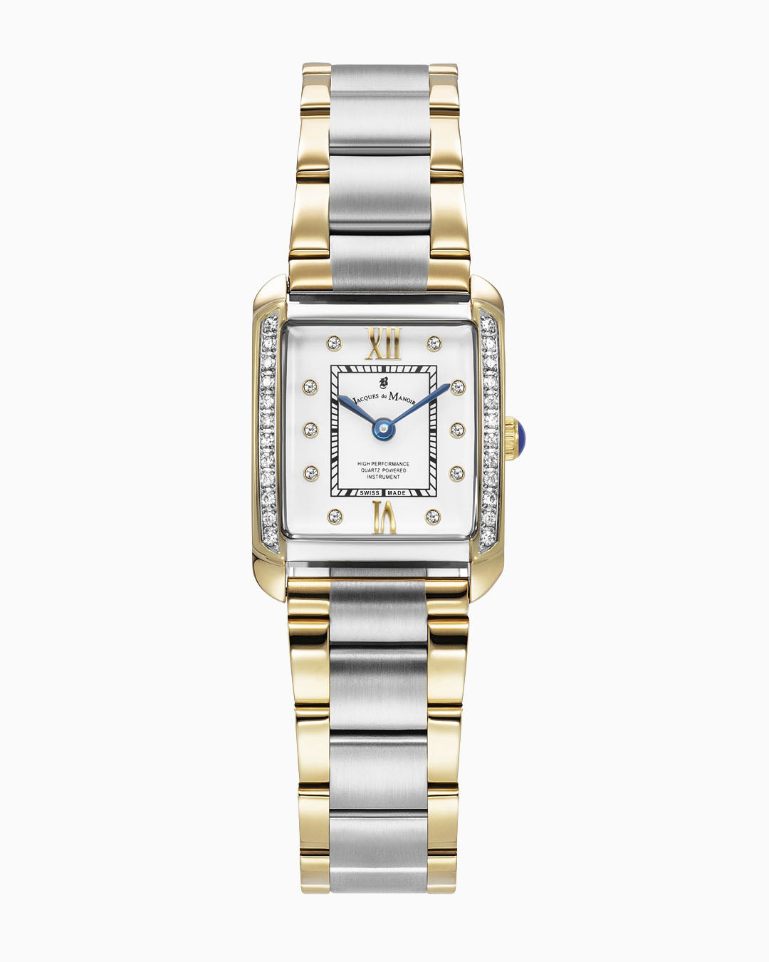 Emily 22x19mm Two-hands Two-tone White dial with Stones Stainless steel swiss watch