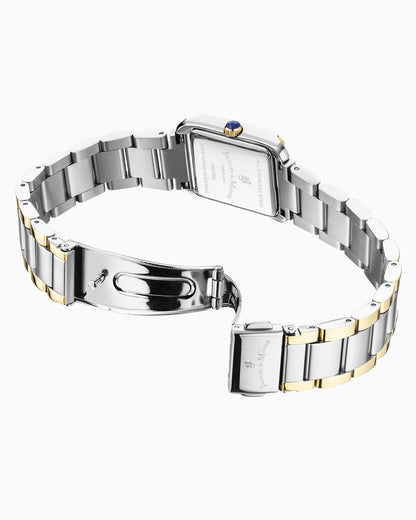 Emily 22x19mm Two-hands Two-tone White dial with Stones Stainless steel swiss watch