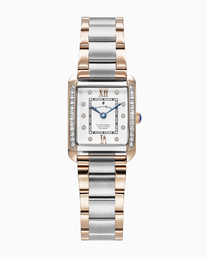 Emily 22x19mm Two-hands Two-tone White dial with Stones Stainless steel swiss watch