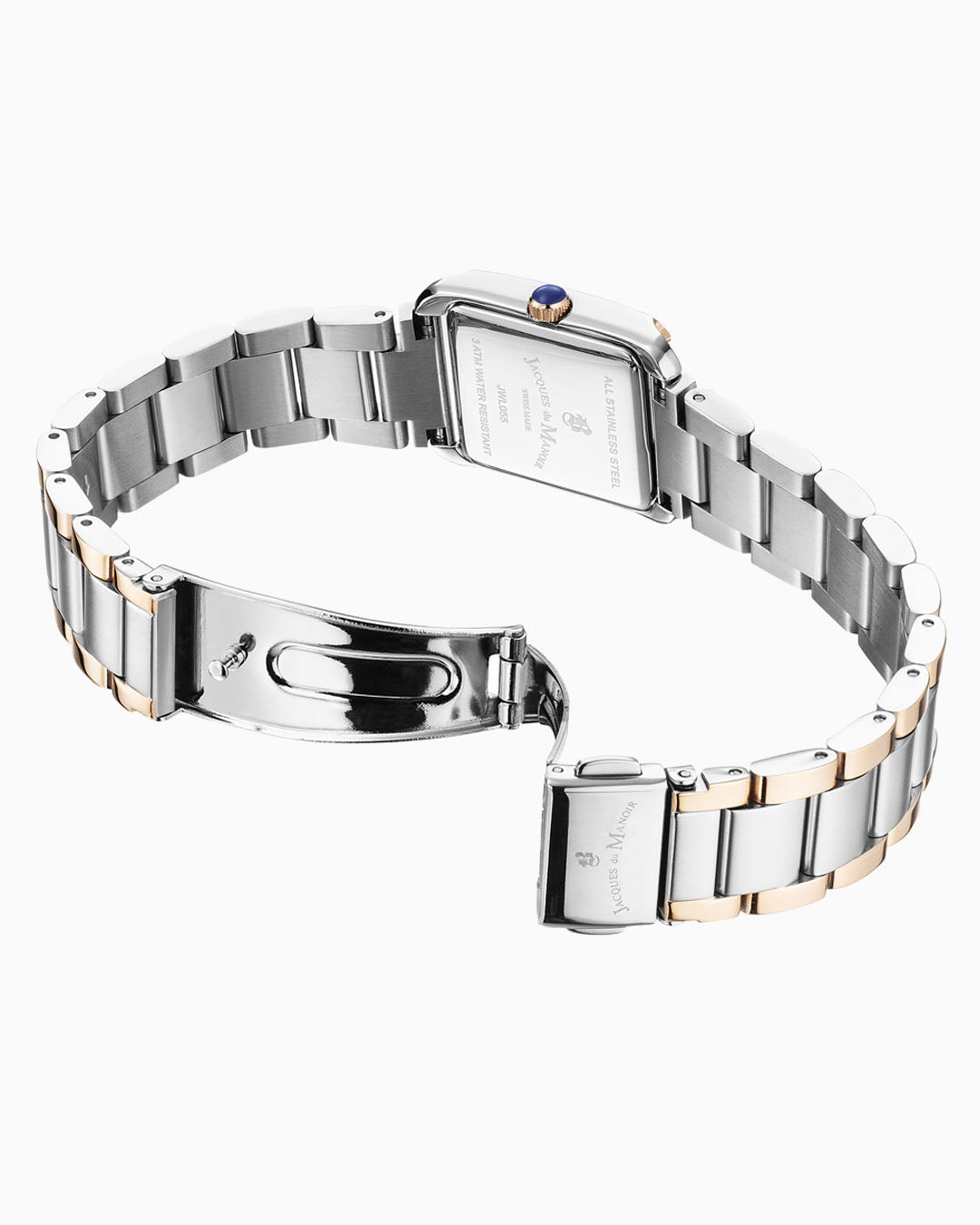 Emily 22x19mm Two-hands Two-tone White dial with Stones Stainless steel swiss watch