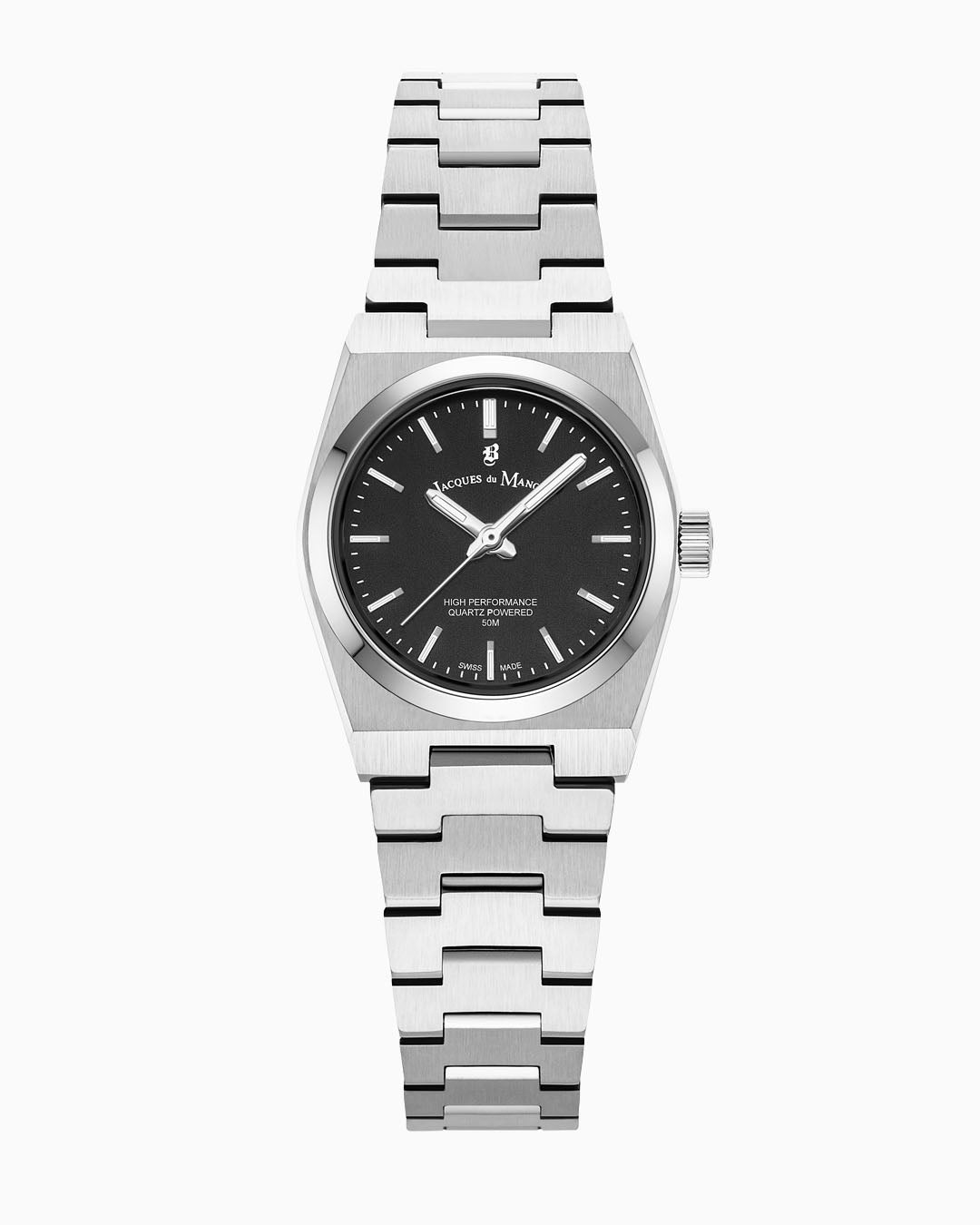 Horizon Ladies 25mm Three-hands Silver-tone Black dial Stainless steel swiss watch