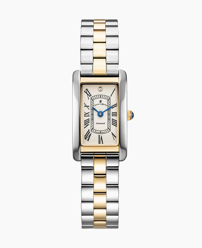 Lily Diamond 18x33mm Two-hands Two-tone Silver Dial Stainless steel swiss watch