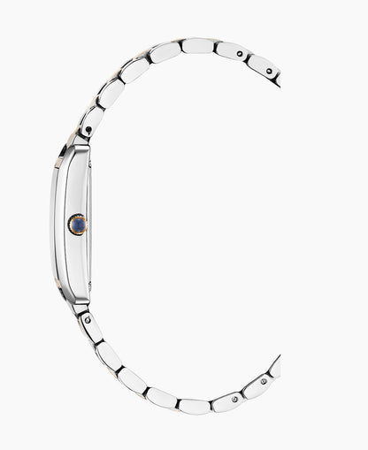 Lily Diamond 18x33mm Two-hands Two-tone Silver Dial Stainless steel swiss watch