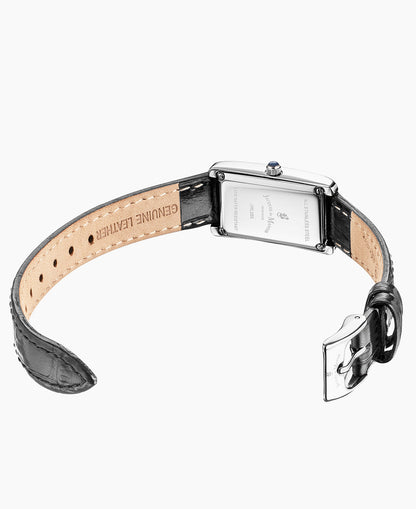 Lily Diamond 18x33mm Two-hands Black-tone Silver Dial Leather strap swiss watch