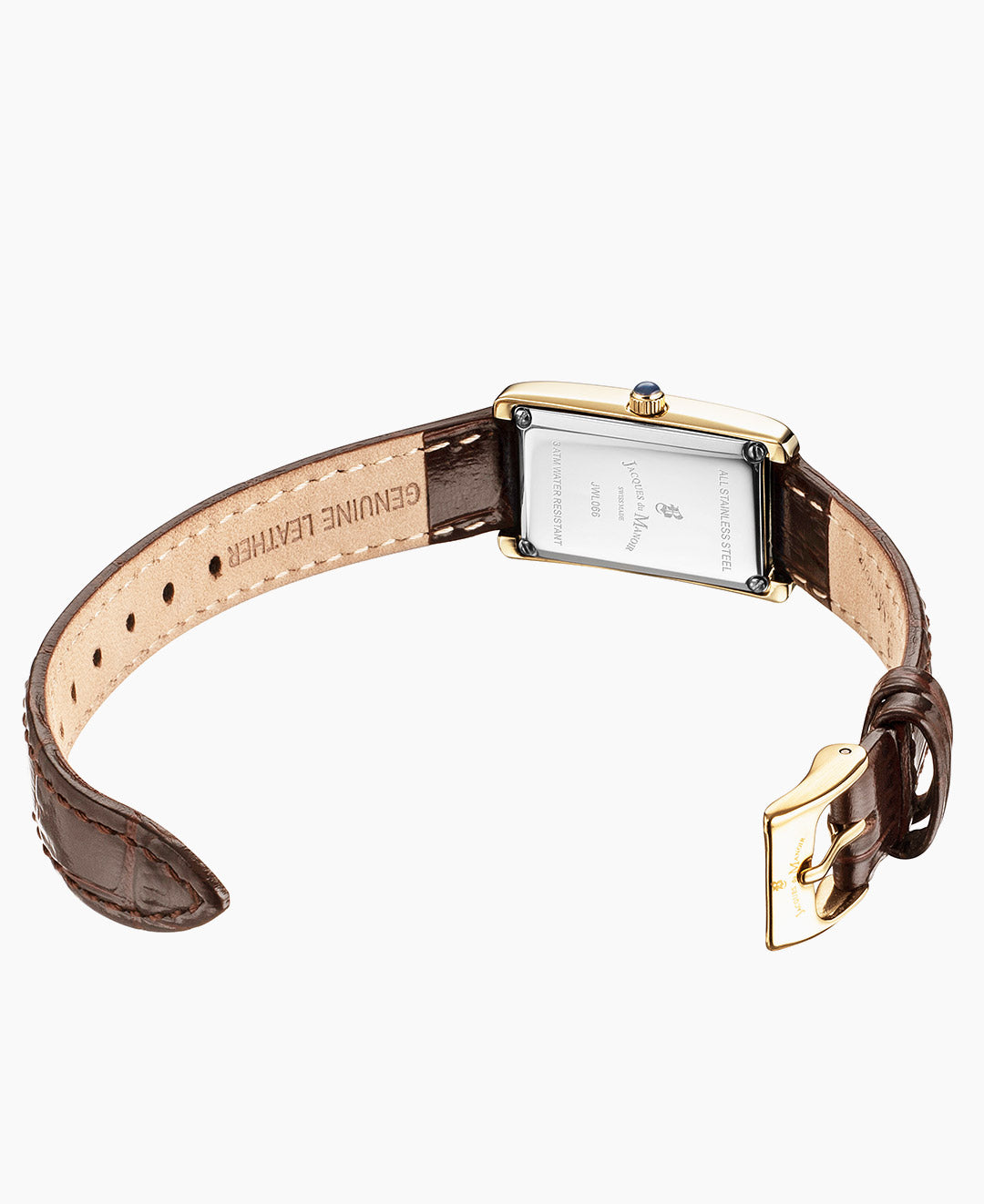 Lily Diamond 18x33mm Two-hands Brown-tone Silver Dial Leather strap swiss watch