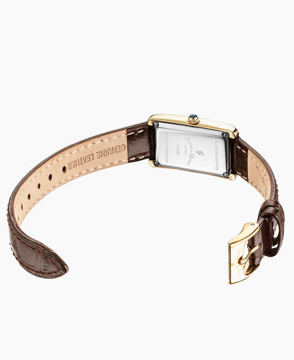 Lily Diamond 18x33mm Two-hands Brown-tone Silver Dial Leather strap swiss watch