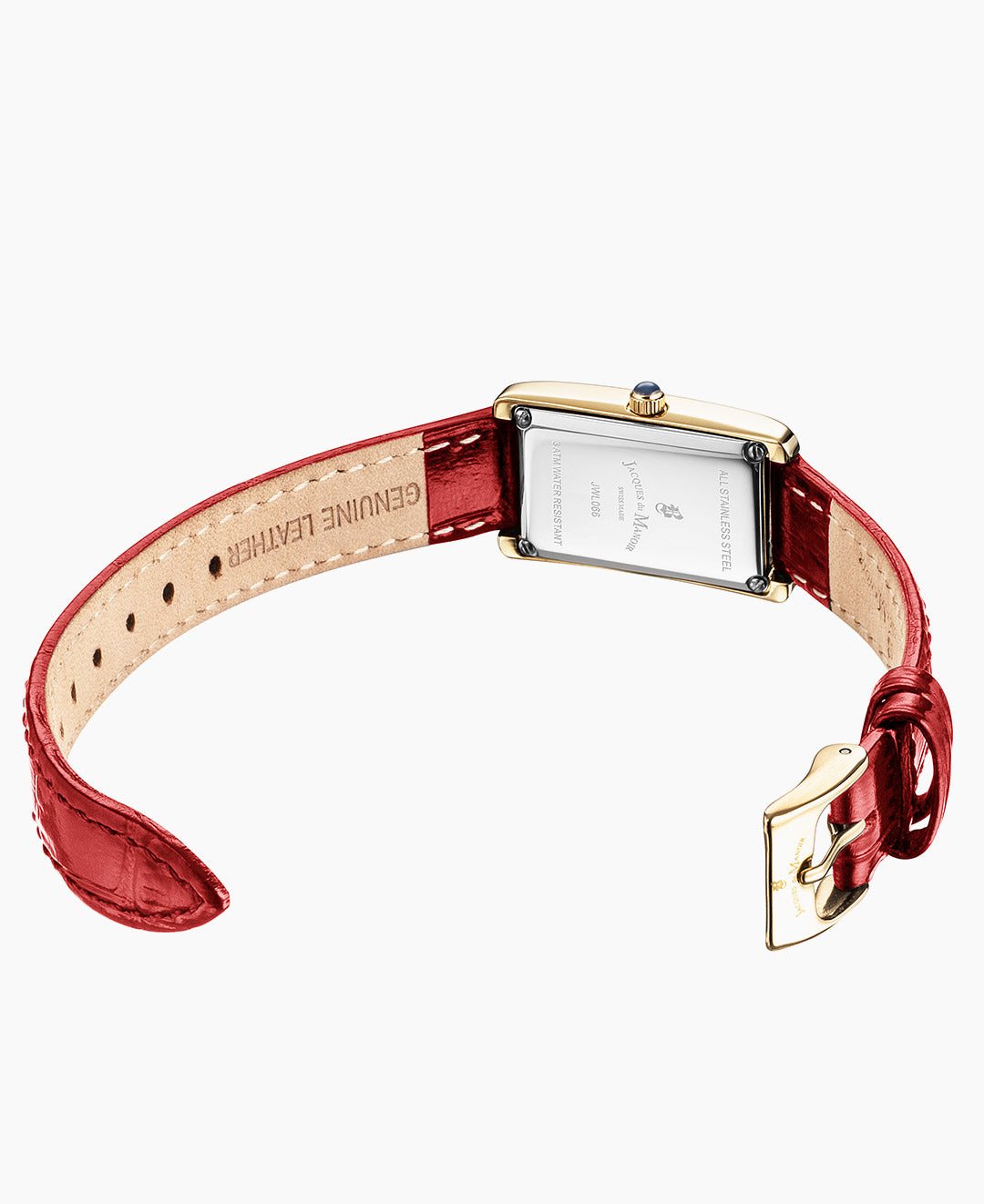 Lily Diamond 18x33mm Two-hands Red-tone Silver Dial Leather strap swiss watch