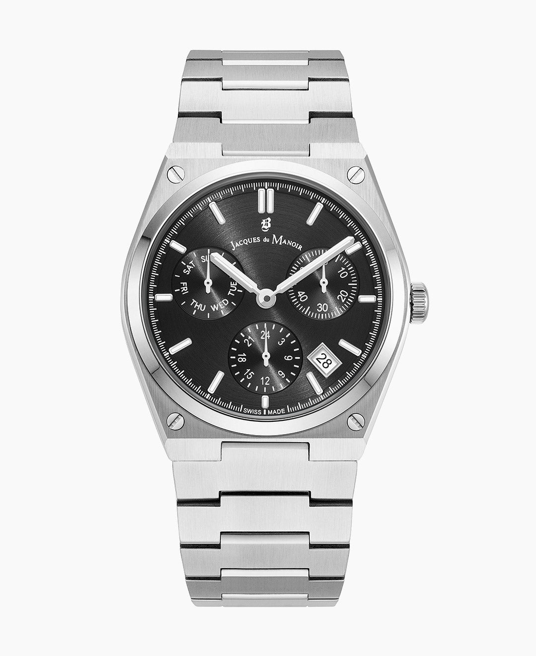 Horizon Gents 41mm Multifunction-date Silver-tone Black dial Stainless steel swiss watch