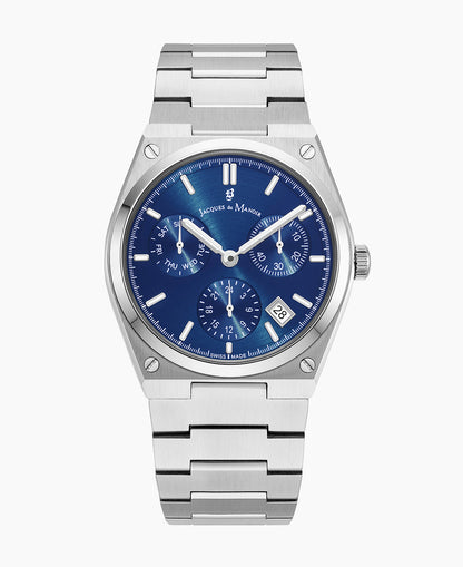 Horizon Gents 41mm Multifunction-date Silver-tone Blue dial Stainless steel swiss watch