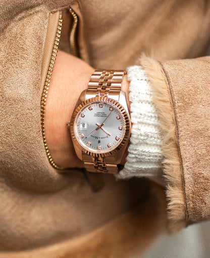 Inspiration Elegance 36MM Three-hands Date Rosegold-tone Silver dial Stainless steel swiss watch