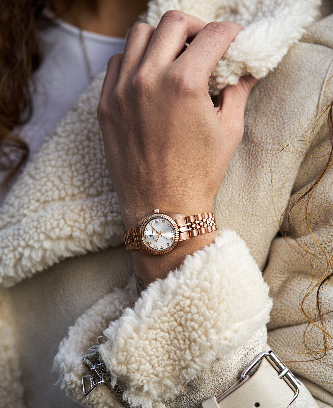 Inspiration Elegance 26MM Three-hands Date Rosegold-tone Silver dial Stainless steel swiss watch