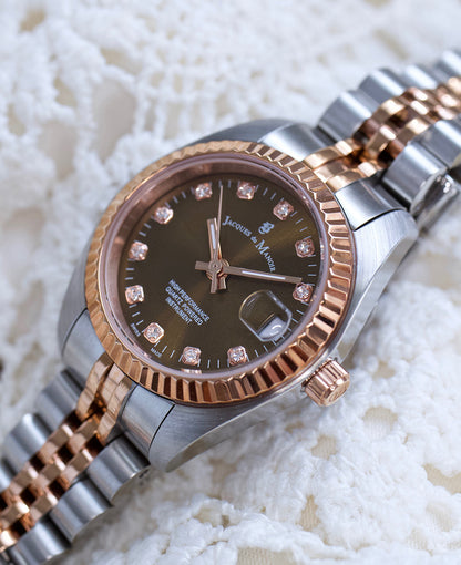 Inspiration Elegance  26MM Three-hands Date Two-tone Brown dial Stainless steel swiss watch