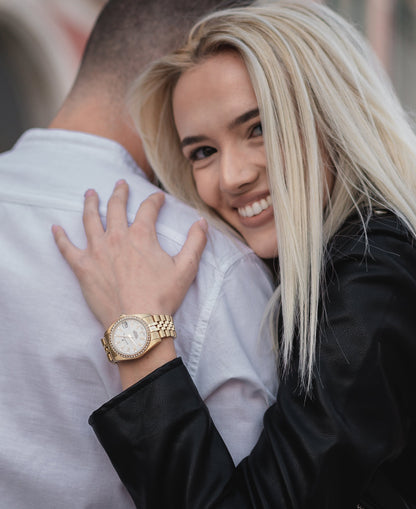 Inspiration Elegance 36MM Three-hands Date Gold-tone White dial Stainless steel swiss watch