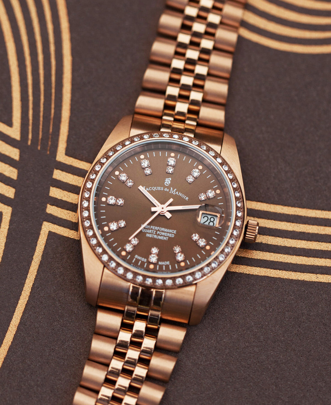 Inspiration Elegance 36MM Three-hands Date Rosegold-tone Brown dial Stainless steel swiss watch