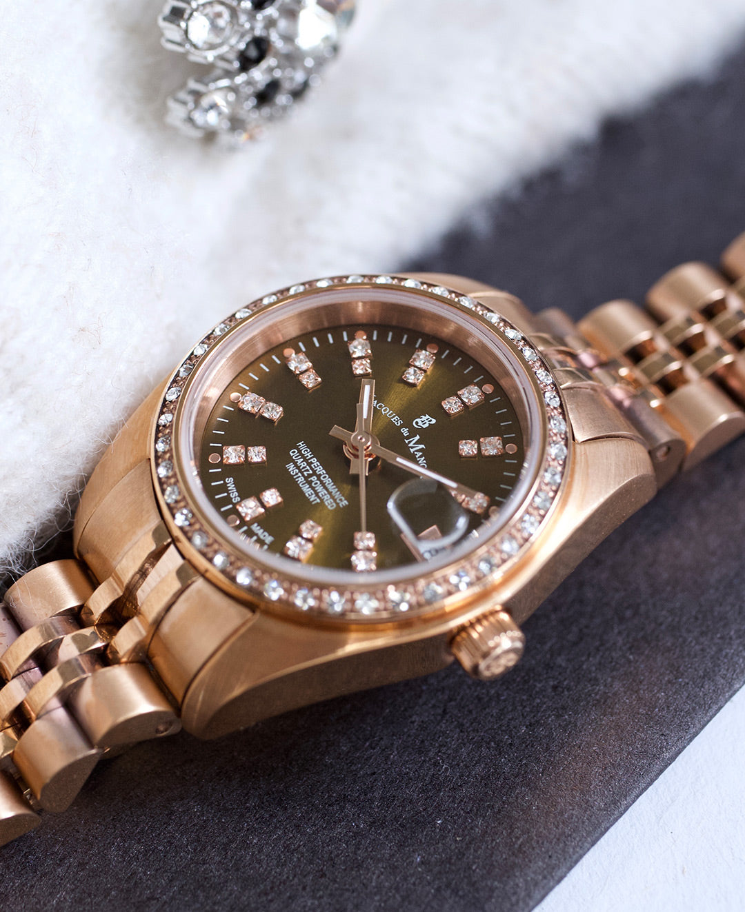 Inspiration Elegance  26MM Three-hands Date Rosegold-tone Brown dial Stainless steel swiss watch